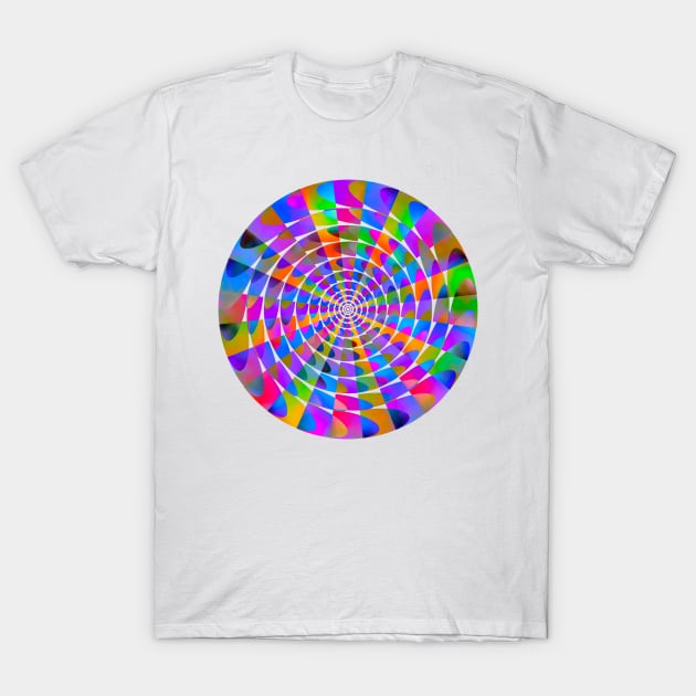 Neon Spinning Mandala - Intricate Digital Illustration, Colorful Vibrant and Eye-catching Design, Perfect gift idea for printing on shirts, wall art, home decor, stationary, phone cases and more. T-Shirt by cherdoodles